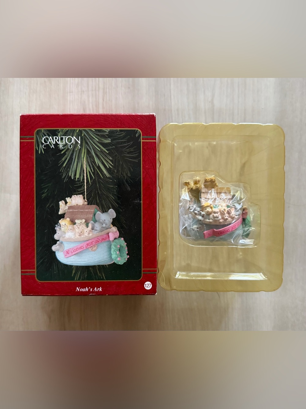Vtg Carlton Cards Christmas "Noah's Ark" All Creatures Great & Small Ornament
